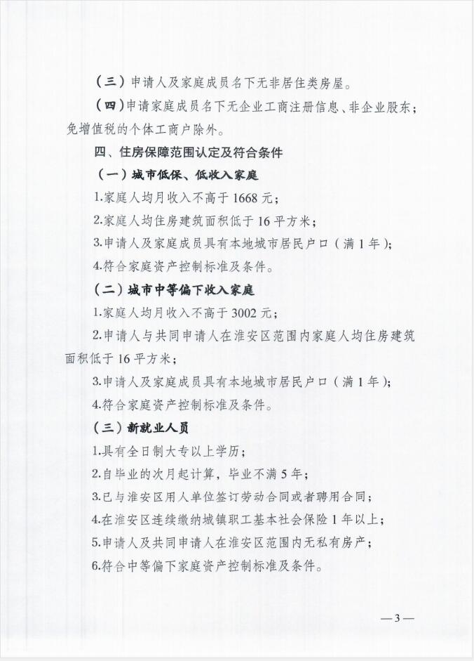 淮安区2023年度住房保障标准的通知